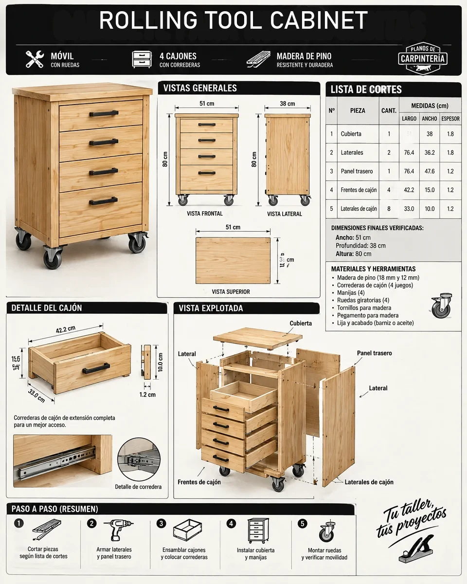 Rolling tool cabinet plan