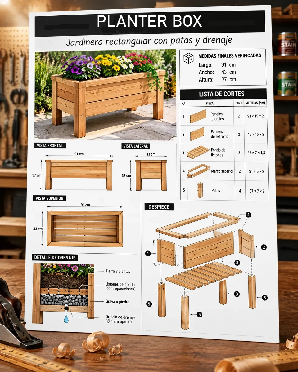 Wooden planter plan