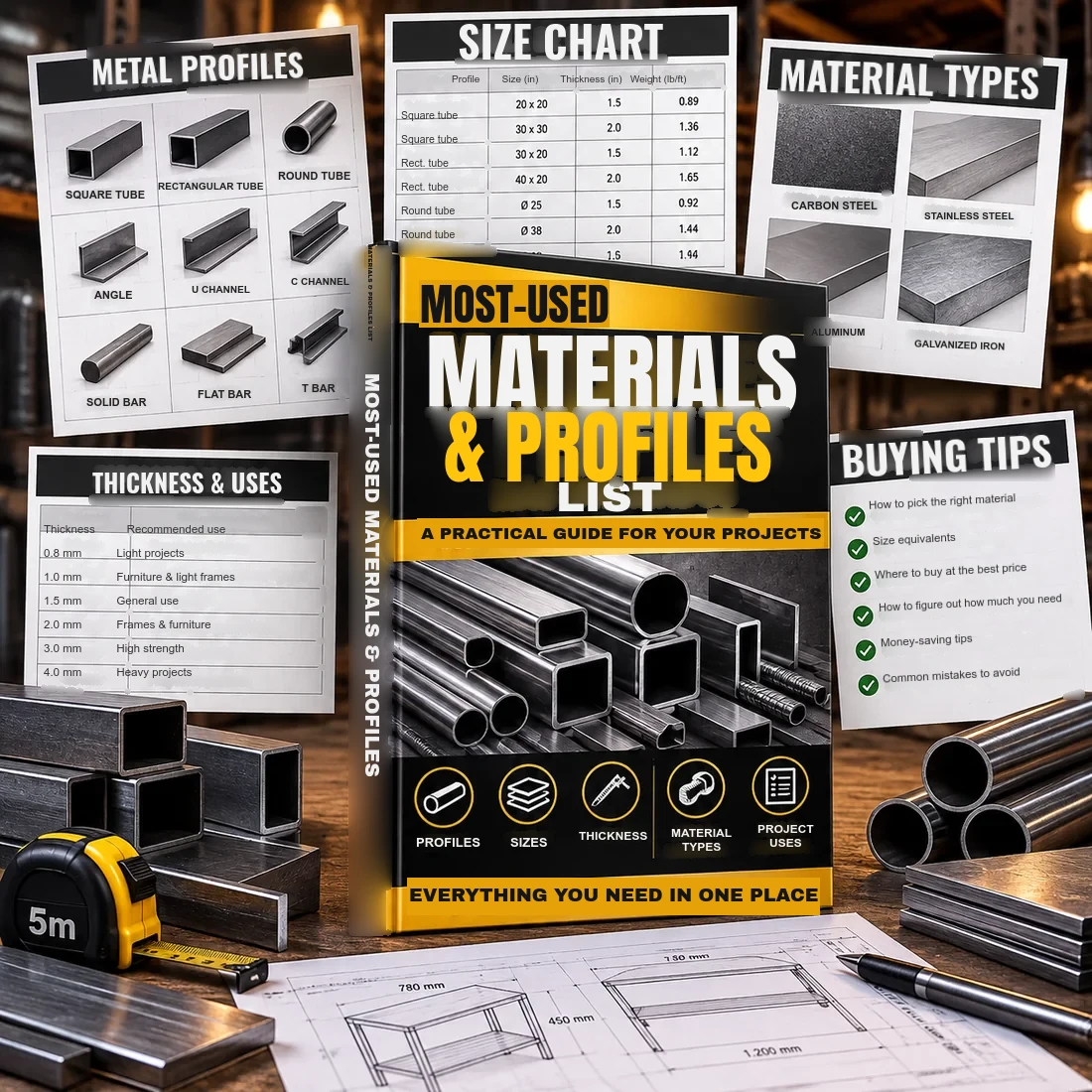 Most-Used Materials & Metal Profiles List